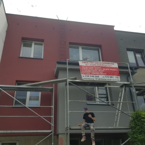  Termoizolacja przegrody pionowe 
  Styropian Arsanit  200 mm lambda 0,31
 tynk Kabe Farby Silco Avant ziarno 1,5mm
 Komplet (usługa, materiał)